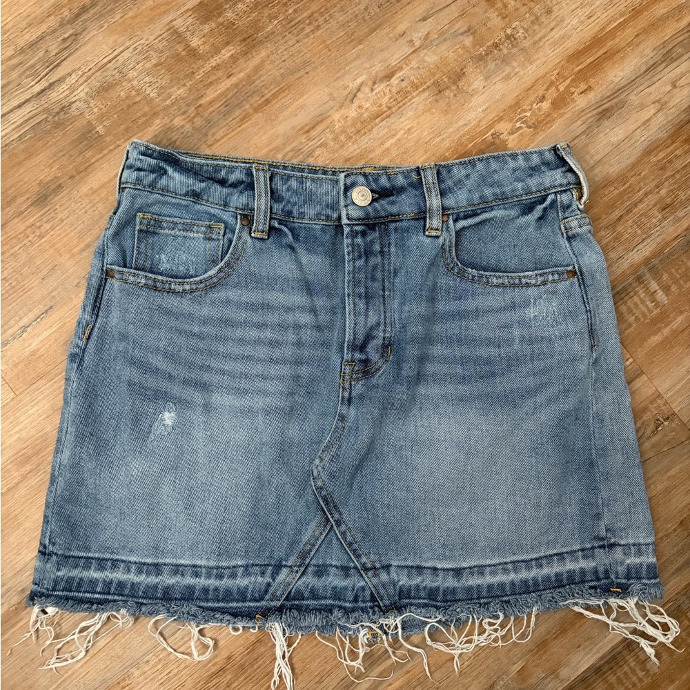 PacSun Denim Frayed Hem Skirt